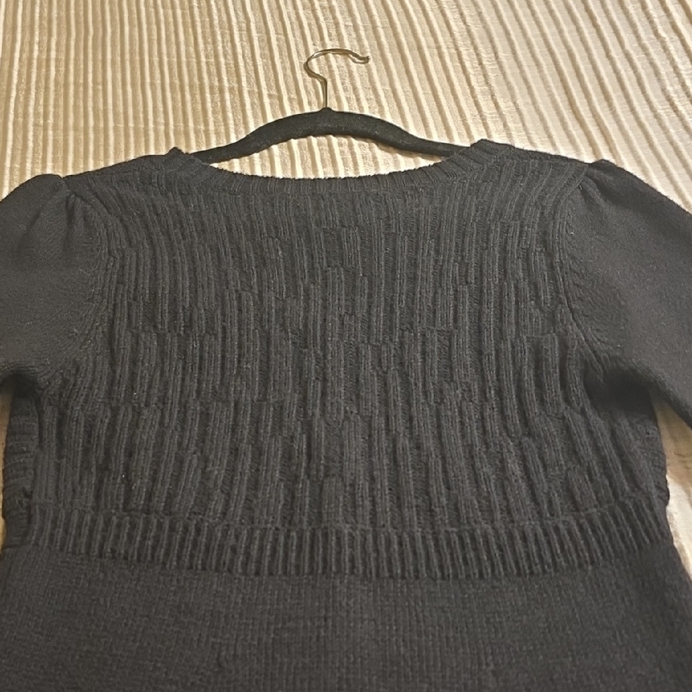 BCBGMaxAzria Lamb's Wool Black Long Sleeve Knit Dress - Picture 12 of 16